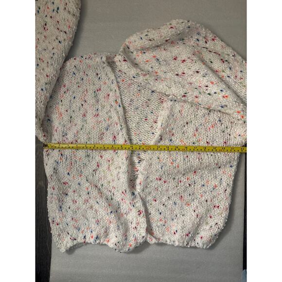 Shein White/ Multicolor Open Front Cardigan L Winter Cozycore Comfy Grandma - Picture 7 of 12